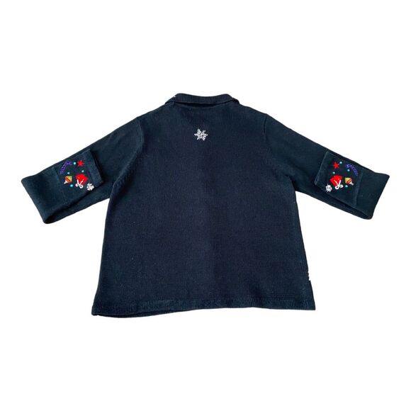 Keren Hart Vintage Embroidered Christmas Zip Up Black Cardigan, Size‎ Large - Picture 6 of 11